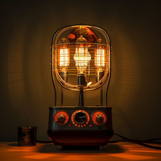 Photo of Vintage Upcycled Lamp made from 1940s Radio - Warm Ambiance for Nostalgic Spaces